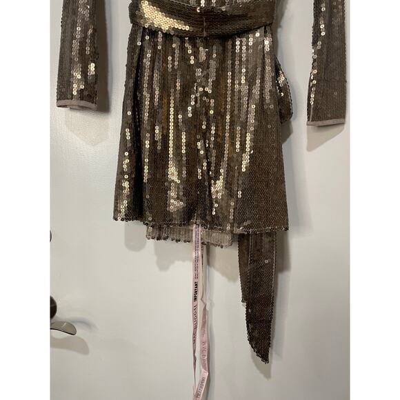 Mac Duggal Sequin Embellished Long Sleeve High Neck Mini Dress 10789 size 4 NWT - Picture 14 of 15